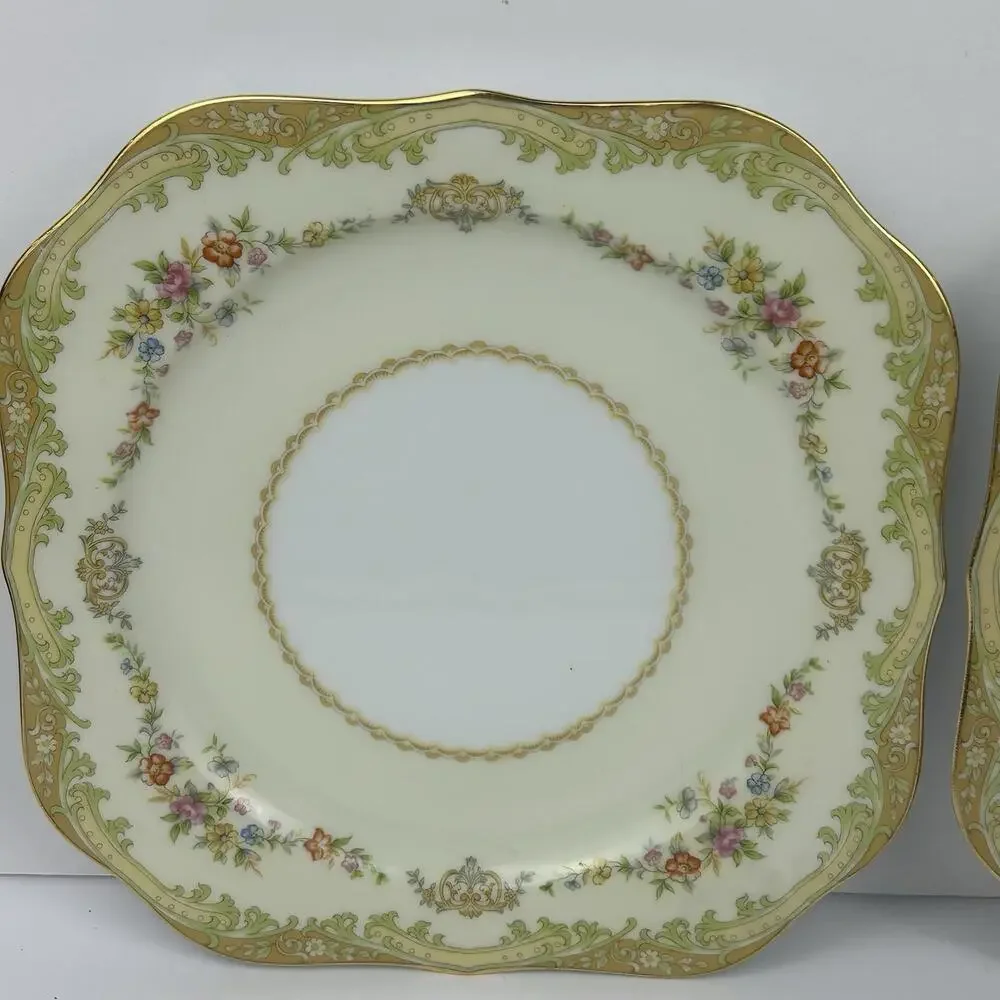 VTG Noritake China Leona Pattern Square Lunch/Salad Plate Lot Of 2 - Picture 2 of 10